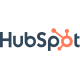 The image shows the HubSpot logo, featuring the word "HubSpot" in a modern font with a design resembling a stylized molecule or network hub in orange next to it.