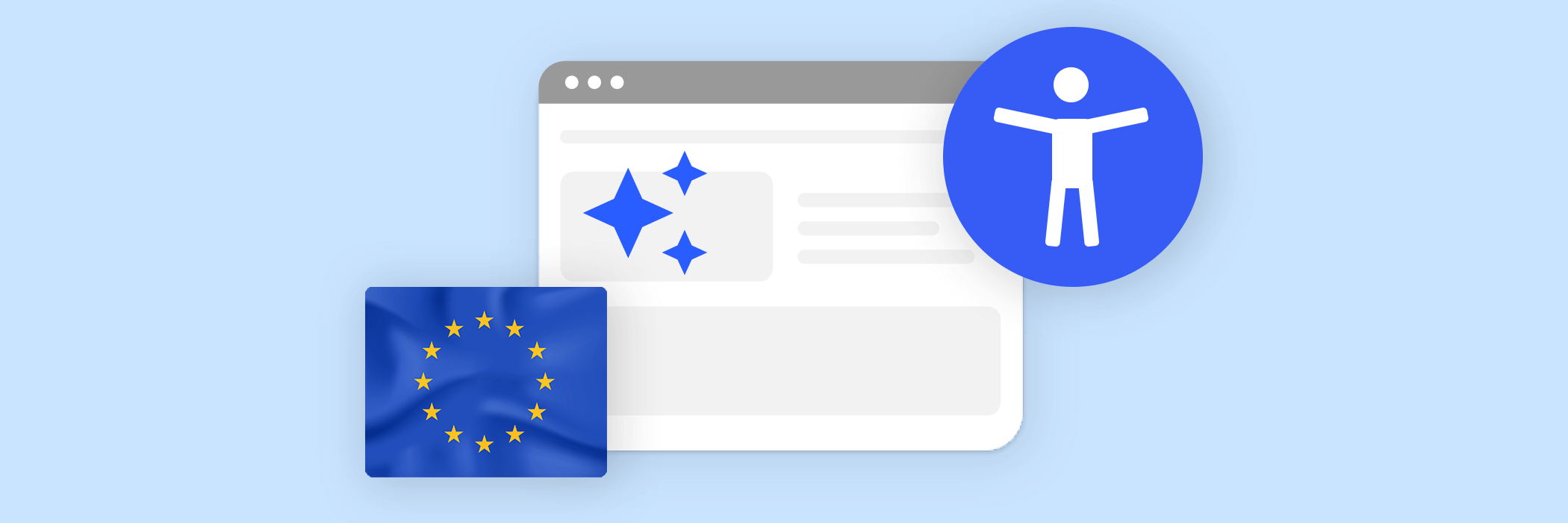 Website icon with stars and EU flag, along with a blue accessibility symbol.