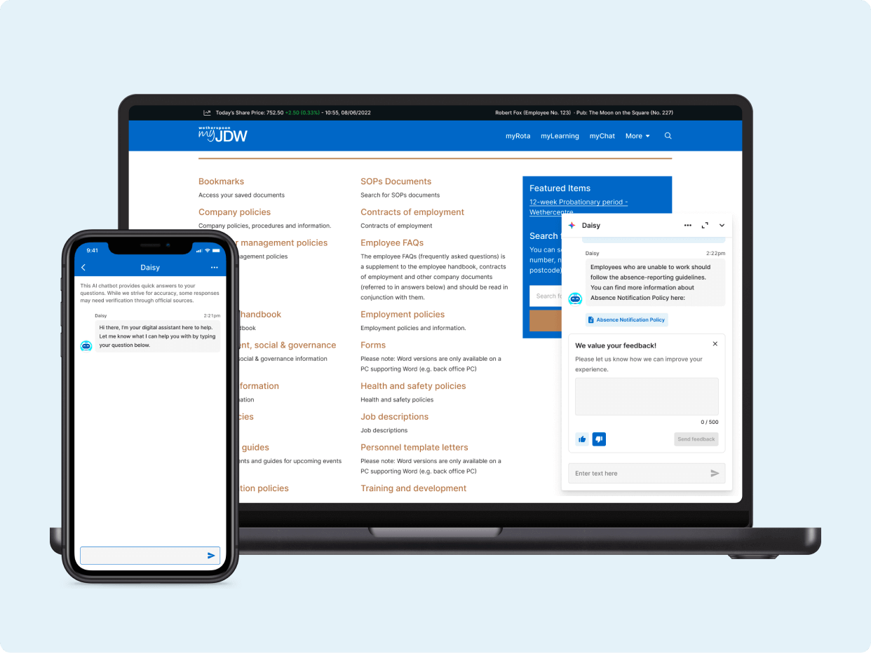 A smartphone and laptop displaying the WordPress admin dashboard interface with content management features, showing how the platform offers consistent user experience across different devices.