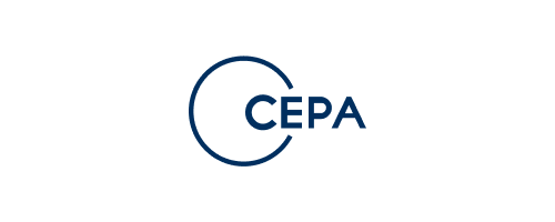 CEPA logo featuring the organisation's name in dark navy blue text, accompanied by a partial circle graphic element forming a 'C' shape to the left of the lettering, set against a plain white background.