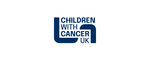 The Children with Cancer UK logo, featuring the organisation's name in bold navy blue text alongside a stylised graphic mark, displayed on a white background.