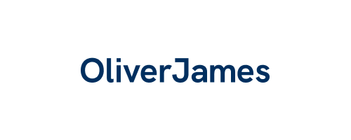 The OliverJames logo displayed in dark navy blue text on a white background.